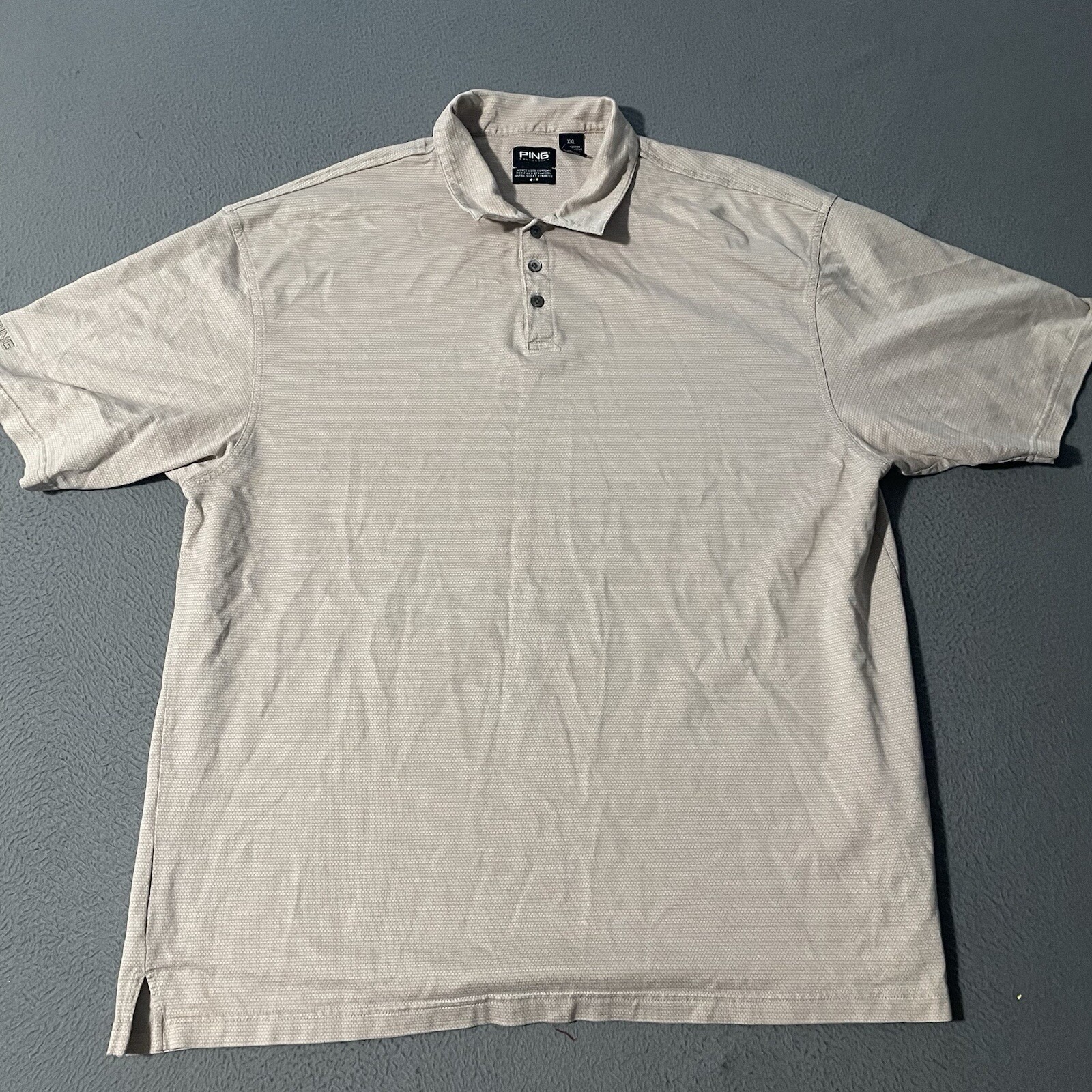 Ping Golf Polo Shirt Mens 2xl Beige Casual Short Sleeve Outdoor